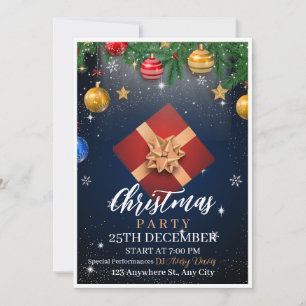 Goud en Witte Kerstfeest Feestelijke Uitnodiging