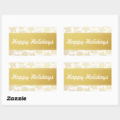 Goud en witte kerstfeestjes rechthoekige sticker (Vel)