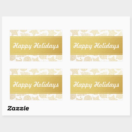 Goud en witte kerstfeestjes rechthoekige sticker (Vel)