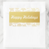 Goud en witte kerstfeestjes rechthoekige sticker (Tas)