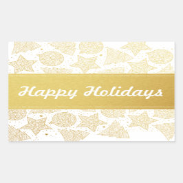 Goud en witte kerstfeestjes rechthoekige sticker