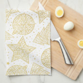 Goud en witte kerstkeukenhanddoeken theedoek (Quarter Fold)