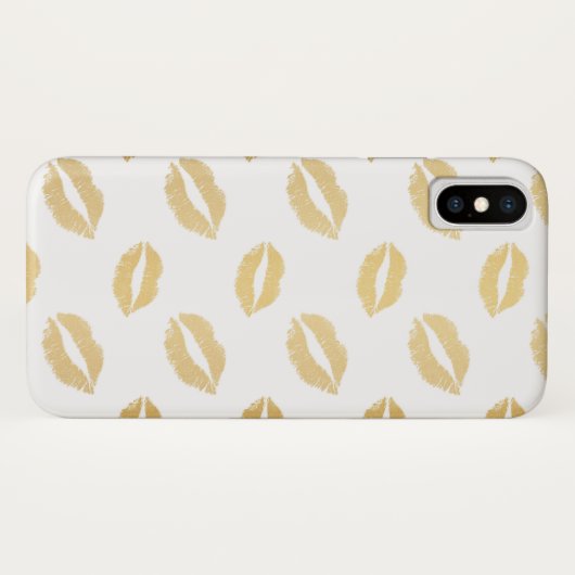 Goud en witte Kissable Lips Case-Mate iPhone Case (Achterkant (horizontaal))