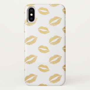 Goud en witte Kissable Lips Case-Mate iPhone Case