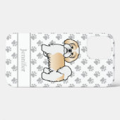 Goud En Witte Lhasa Apso Cartoon Hond & Naam Case-Mate iPhone Case (Achterkant (horizontaal))