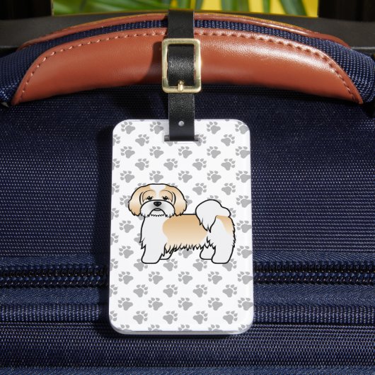 Goud En Witte Lhasa Apso Mooie Hond & Aangepaste T Bagagelabel (Voorkant Insitu 2)
