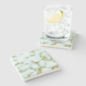 Goud en witte marmer | Aangepast Onderzetter steen (Zijkant)