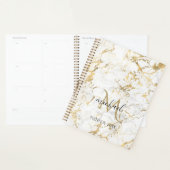 Goud en witte marmer met zwart monogram planner (Display)