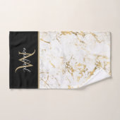 Goud en witte marmer met zwarte Monogram Luxe Bad Handdoek (Handdoek)