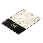 Goud en witte marmer met zwarte Monogram Luxe Notitieboek (Linkerzijde)