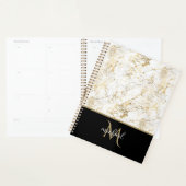 Goud en witte marmer met zwarte Monogram Luxe Planner (Display)