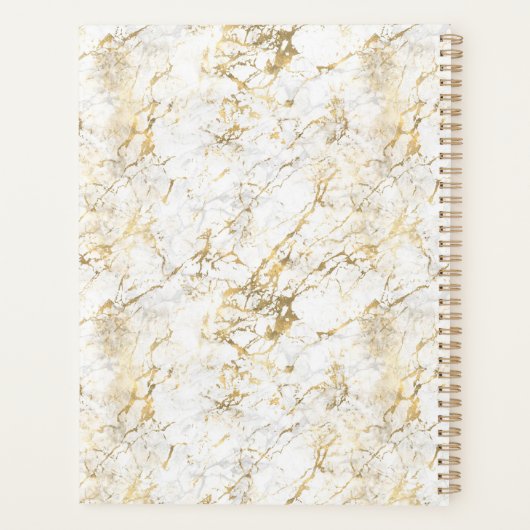 Goud en witte marmer met zwarte Monogram Luxe Planner (Achterkant)