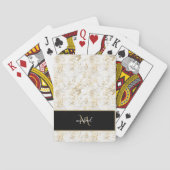 Goud en witte marmer met zwarte Monogram Luxe Pokerkaarten (Achterkant)