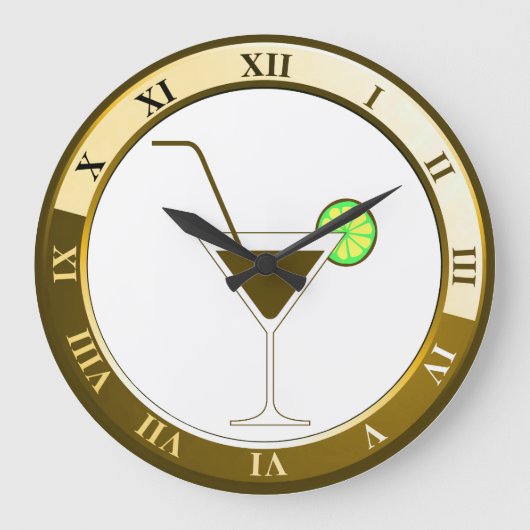 Goud en witte Martini Bar Grote Klok (Voorkant)