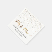Goud en Witte Mr & Mrs Hart Script Confetti Servet (Hoek)