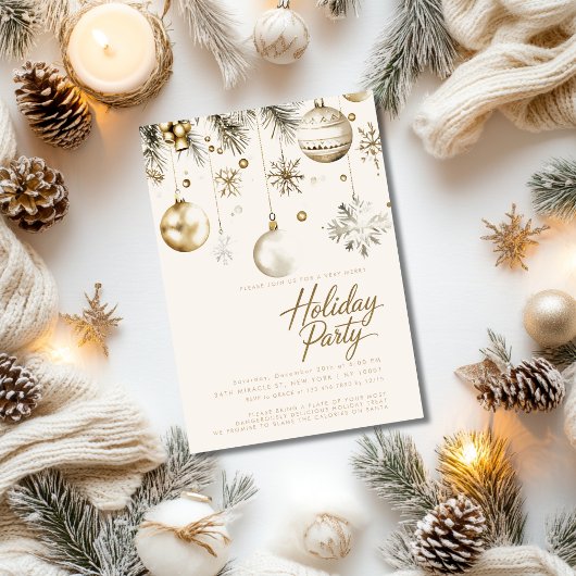 Goud en witte Ornamenten Baubles Kerstfeest Kaart