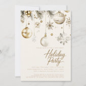 Goud en witte Ornamenten Baubles Kerstfeest Kaart (Voorkant)