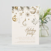 Goud en witte Ornamenten Baubles Kerstfeest Kaart (Staand voorkant)