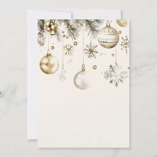 Goud en witte Ornamenten Baubles Kerstfeest Kaart (Achterkant)