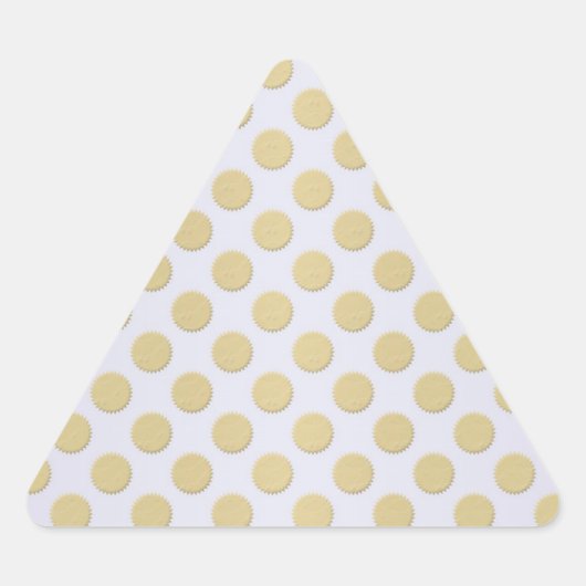 Goud en witte polka stippen sticker (Voorkant)