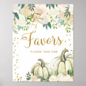 Goud en Witte Pompoen Feest Favorieten Bord Poster (Voorkant)