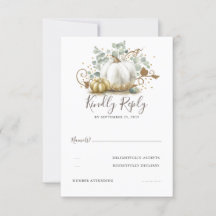 Goud en witte pompoenen herfst bruiloft RSVP