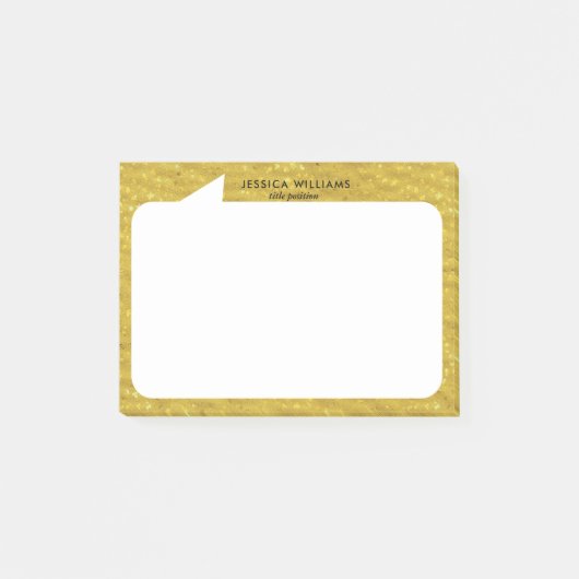 Goud en witte praatbubble Aangepaste Naam Post-it® Notes (Voorkant)