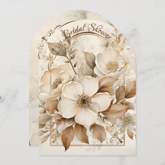 Goud en witte rozen boog Lijst Vrijgezellenfeest Kaart (Voorkant / Achterkant)