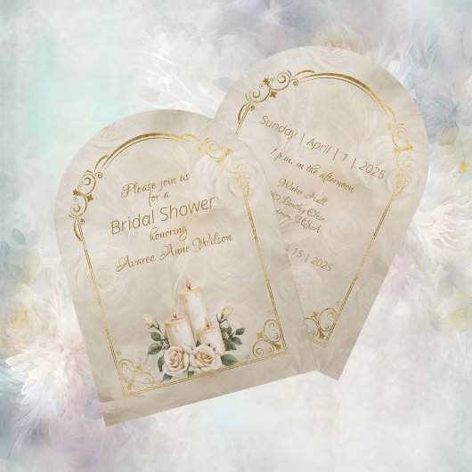 Goud en witte rozen boog Lijst Vrijgezellenfeest Kaart