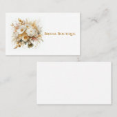Goud en witte rozen bruiloft boeket visitekaartje (Voorkant / Achterkant)