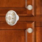 Goud en Witte Satijn Keramische Knop