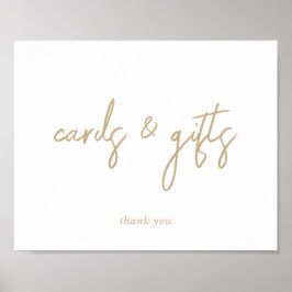 Goud en Witte Script Kaarten en Cadeaus Bord Poster