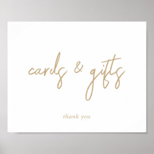 Goud en Witte Script Kaarten en Cadeaus Bord Poster