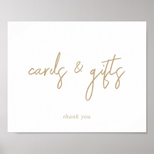 Goud en Witte Script Kaarten en Cadeaus Bord Poster (Voorkant)