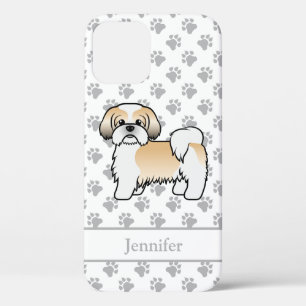 Goud En Witte Shih Tzu Cartoon Hond & Naam Case-Mate iPhone Case