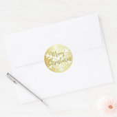 Goud en witte snowflakes, prettig kerstfeest ronde sticker (Envelop)