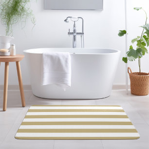 Goud en witte strepen Aanpasbare kleuren Badmat
