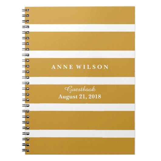 Goud en witte strepen Achtergrond Notitieboek (Voorkant)