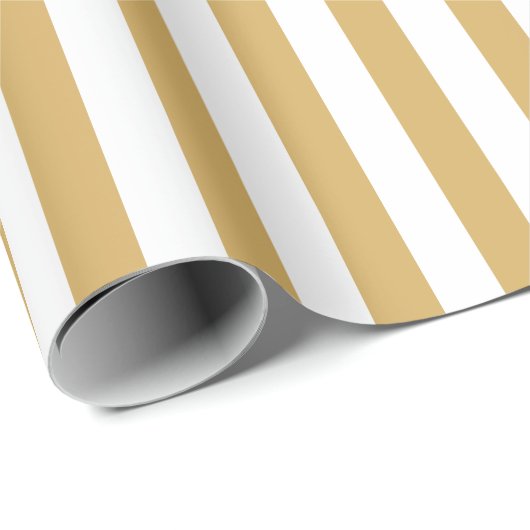 Goud en witte strepen cadeaupapier (Rol Hoek)