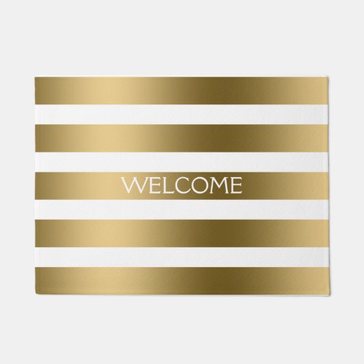 Goud en witte strepen geometrisch patroon deurmat (Voorkant)