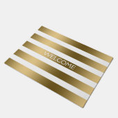 Goud en witte strepen geometrisch patroon deurmat (Schuin)
