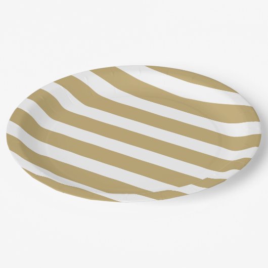 Goud en witte strepen papieren bordje (Gekanteld)