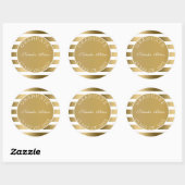Goud en witte strepen patroon- Afstuderen Ronde Sticker (Vel)