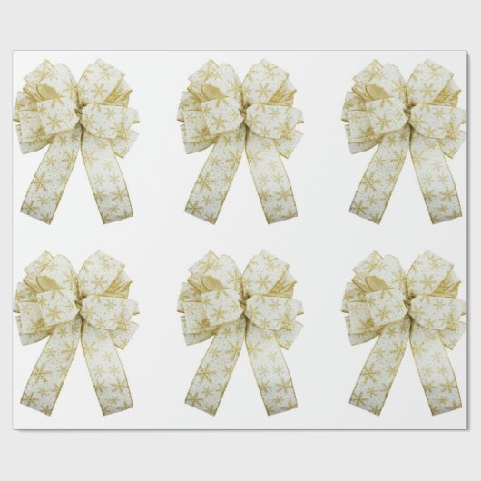 Goud en witte strikken inpakpapier (Vlak)