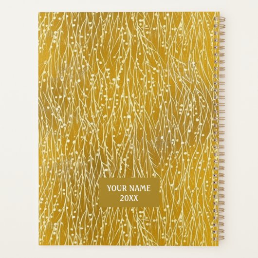 Goud en witte takken Chiyogami Planner (Achterkant)