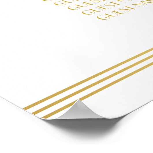 Goud en witte trouwstoelenkaart poster 24x36 (Hoek)