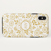Goud en witte Victoriaanse bloemensluiers Monogram Case-Mate iPhone Case (Achterkant (horizontaal))