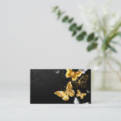 Goud en witte vlinders aanbevelingskaartje (Staand voorkant)