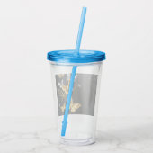 Goud en witte vlinders acryl drinkbeker (Achterkant)