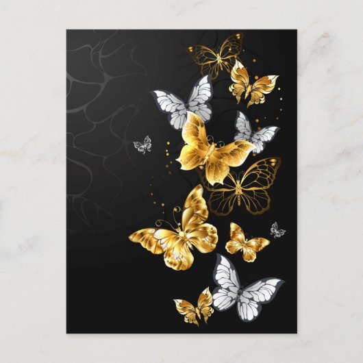 Goud en witte vlinders advieskaart (Voorkant)